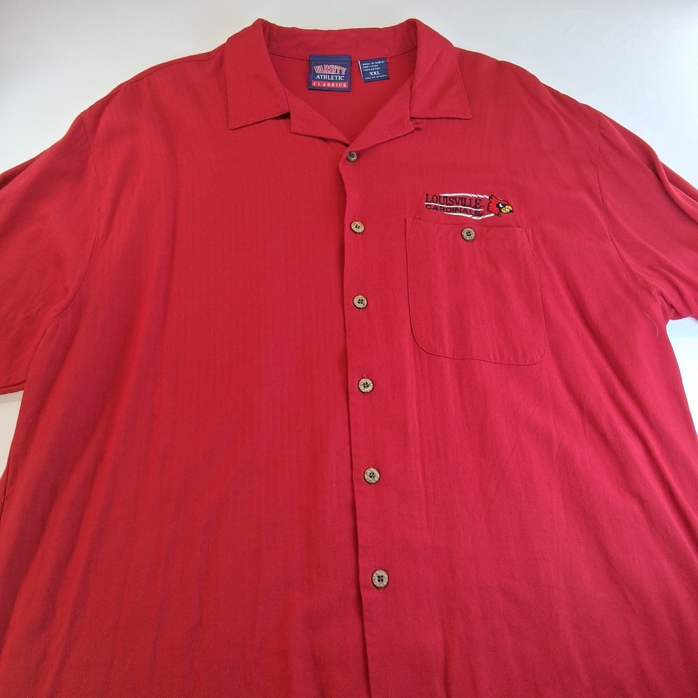 Louisville Cardinals Mens XXL Button Down Shirt red short sleeve